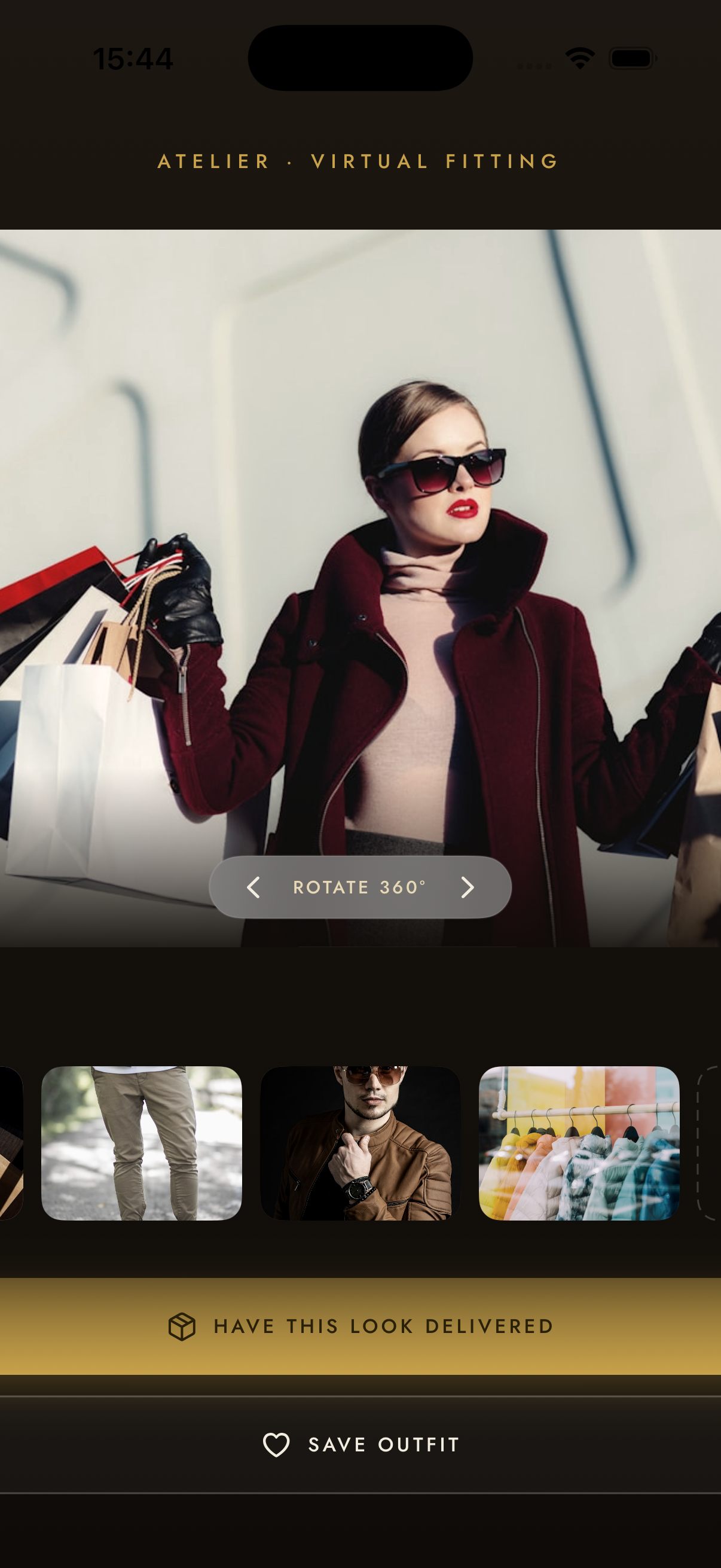 Virtual fitting room with 360-degree outfit preview